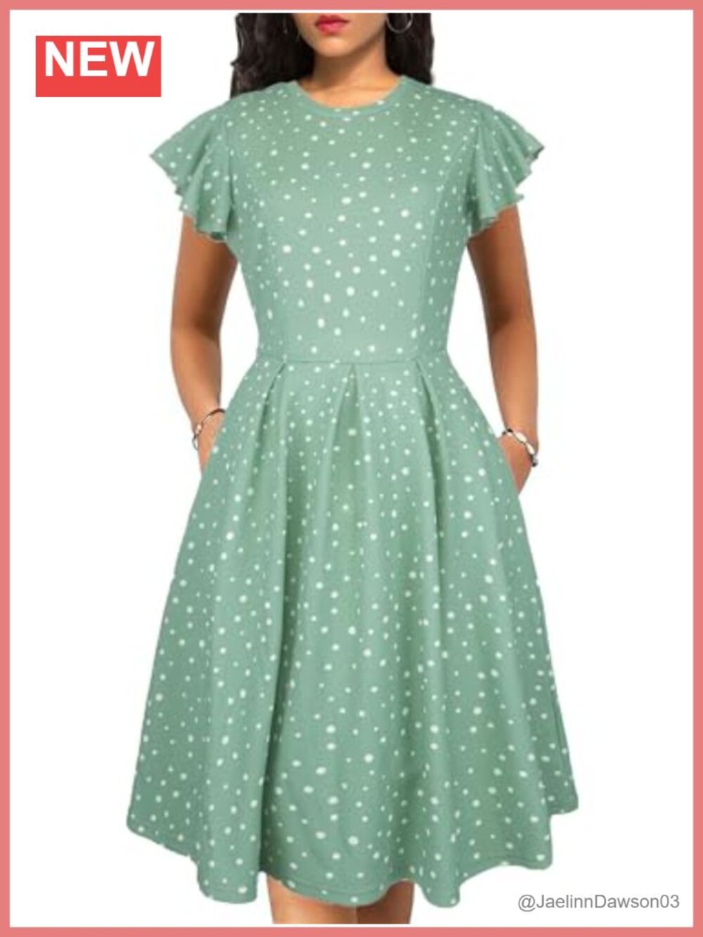 Women's Fit and Flare Scoop Neck Short Sleeve Floral Party Dress with Pockets